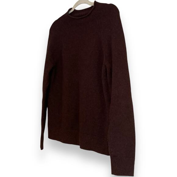 Womens Banana Republic Maroon Heather Moc Neck Recycled Wool Sweater Size Medium - Picture 16 of 16